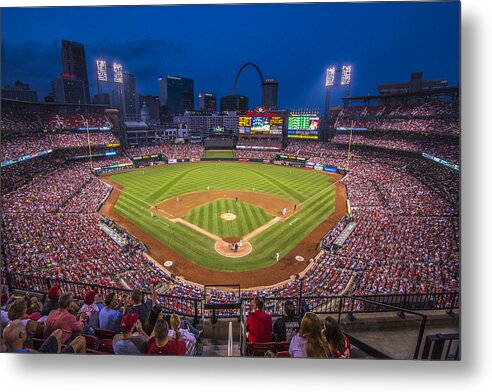 St. Louis Metal Print featuring the photograph Busch Stadium St. Louis Cardinals Night Game by David Haskett II