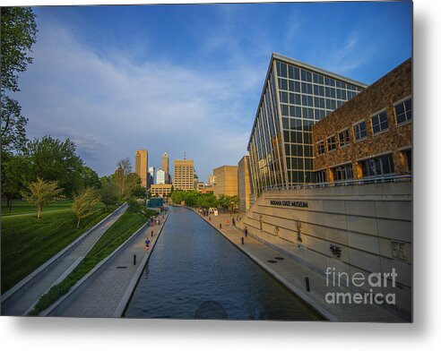 Indianapolis Metal Print featuring the photograph Indianapolis Canal Blue Sunset by David Haskett II