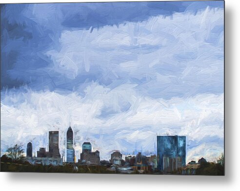 Indianapolis Metal Print featuring the photograph Indianapolis Indiana Painted Digitally Blue 2 by David Haskett II