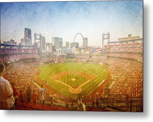 St. Louis Cardinals Metal Print featuring the photograph St. Louis Cardinals Busch Stadium texture 2 by David Haskett II