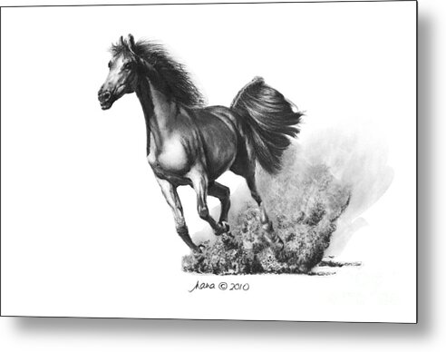 Arabian Metal Print featuring the drawing the Race is on by Marianne NANA Betts