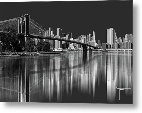 Brooklyn Bridge Reflection Metal Print featuring the digital art Brooklyn Bridge Reflection by Joe Tamassy