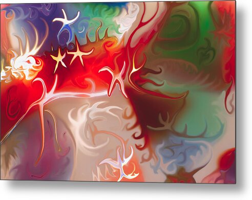 Blue Metal Print featuring the painting Dancing Stars by Omaste Witkowski