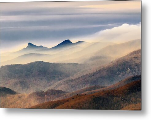 Foggy Morning At Hawksbill & Table Rock Metal Print featuring the photograph Foggy Morning at Hawksbill and Table Rock by Ken Barrett