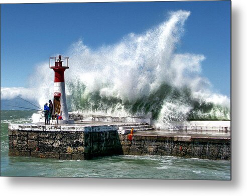 Kalk Bay Harbour; Sea; Boats; Fishing; Water; Huge Waves; Waves; Fish; Jetty; Giant Waves; Art; Www.waterlove.co.za; Stunning; Ocean; Photos; Powerful; Andrew Hewett; Artistic; Artwork; Prints; Interior; Quality; Inspirational; Fishing Boats; Decorating; Images; New; Creative; Beautiful; Exhibition; Lovely; Seascapes; Awesome; Expressionism; Water; Decor; Interiors; Calendar; Fine Art; Andrew Hewett; Water; Photographs; Interiors; Decor; Https://waterlove.co.za/; ;https://hewetttinsite.co.za/ Metal Print featuring the photograph Fishing Old School by Andrew Hewett