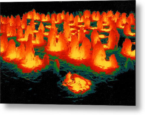 Abstract Metal Print featuring the digital art Orange Fountain by T Oliver