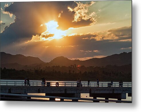 Sunset Metal Print featuring the photograph Sunset Dock by Portia Olaughlin