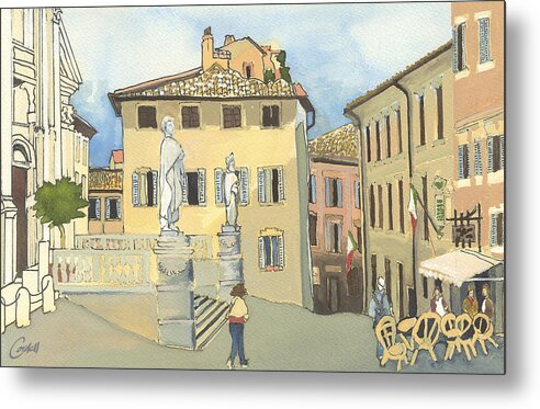 Landscape Metal Print featuring the painting Duomo - Urbino  by Joan Cordell