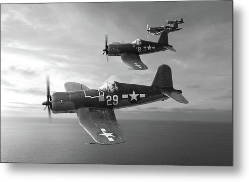 Usn Metal Print featuring the digital art Jolly Rogers - Monochrome by Mark Donoghue