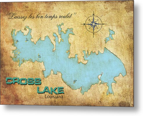 Lake Metal Print featuring the digital art Laissez les bon temps roulet - Cross Lake, LA by Greg Sharpe
