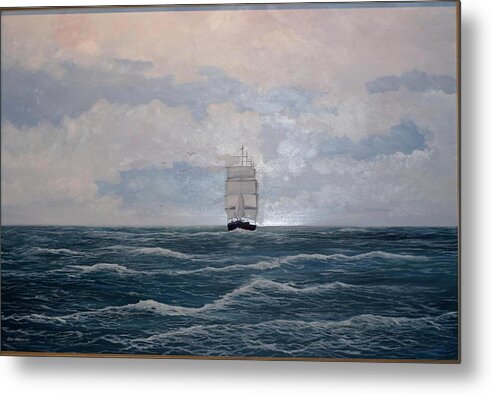 Ship Metal Print featuring the painting Square Rigger by Ken Ahlering