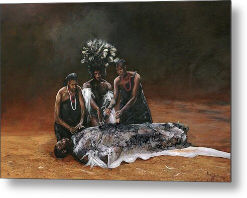 African Art Metal Print featuring the painting Death of Nandi by Ronnie Moyo