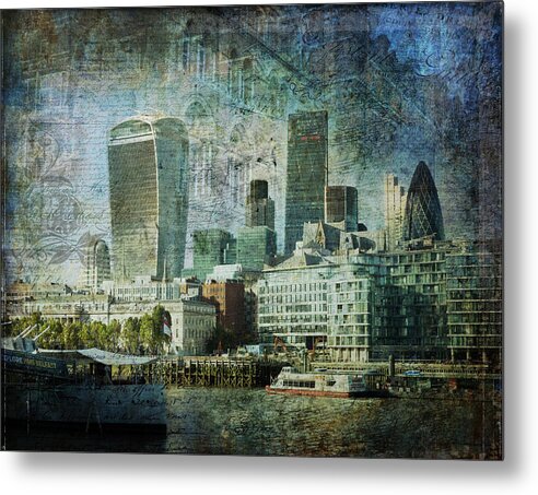 City-landscape Metal Print featuring the digital art London Skyline Key of Blue by Nicky Jameson