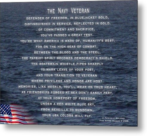 Poetry Metal Print featuring the mixed media The Navy Veteran by Patrick J Maloney
