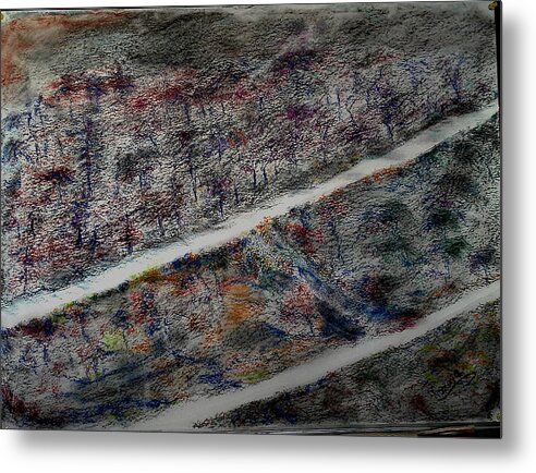 Abstract Metal Print featuring the painting Hill track by Subrata Bose