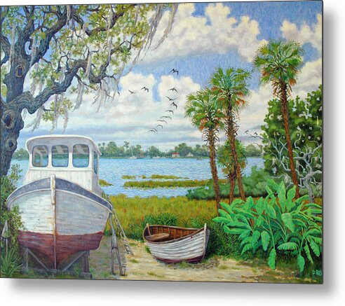 Wadmalaw Island Metal Print featuring the painting Wadmalaw Boats by Dwain Ray