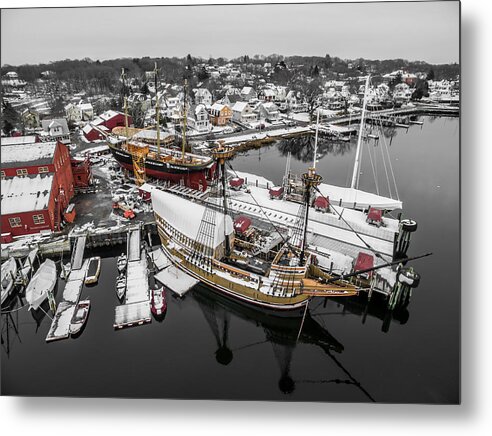 Winter Metal Print featuring the photograph Mystic Seaport in Winter #1 by Mike Gearin