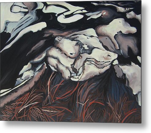 Burnt Paper Metal Print featuring the painting Burnt Paper by Judy Swerlick