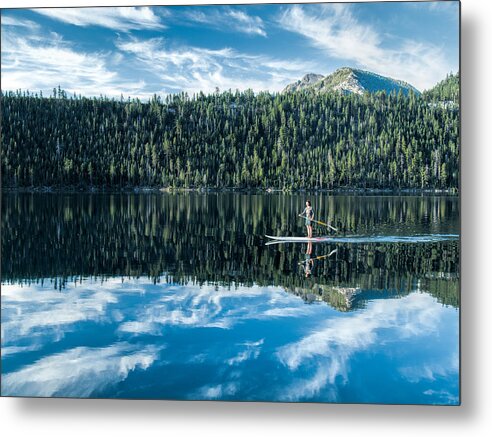 Emerald Bay Morning Lake Tahoe Sup Woman Metal Print featuring the photograph Emerald Bay Morning by Martin Gollery