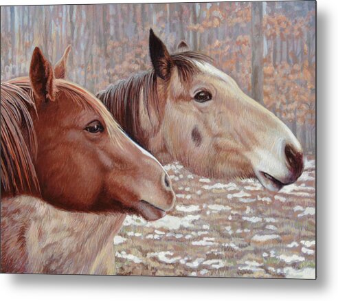 Horses Metal Print featuring the painting The Girls by Miguel Tio