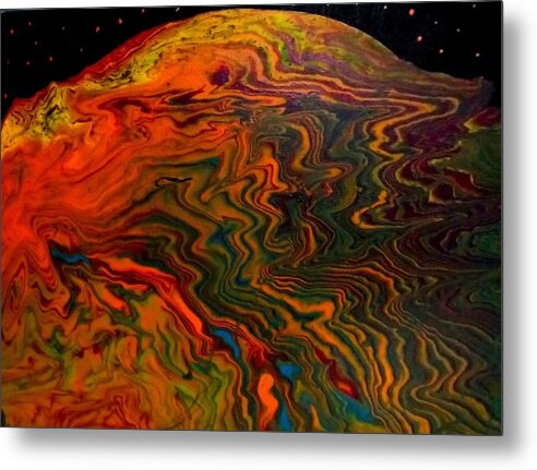 Glow Metal Print featuring the painting Electric Sunset by Anna Adams