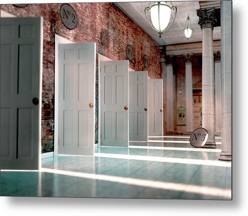 Possibilities Metal Print featuring the photograph Five Open Doors by John Manno
