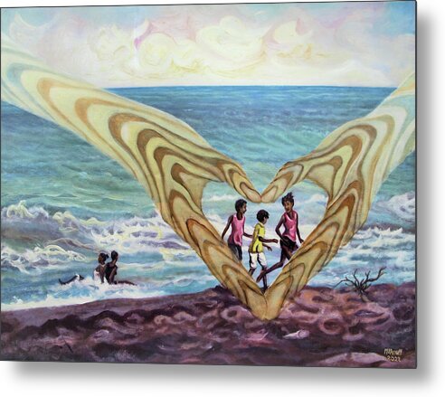 Seascape Metal Print featuring the painting Fun Seekers #2 by Ewan McAnuff