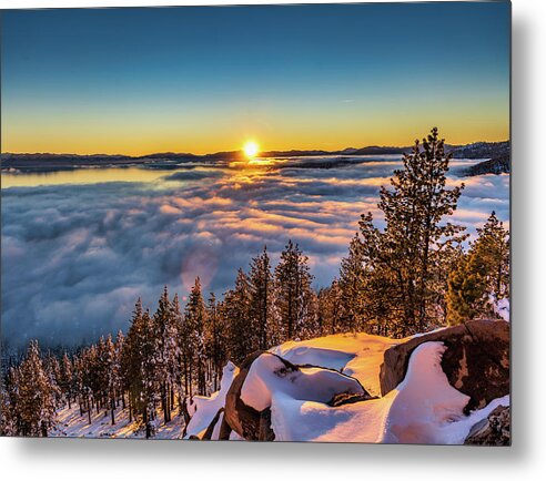 Lake Metal Print featuring the photograph Sunset inversion by Martin Gollery