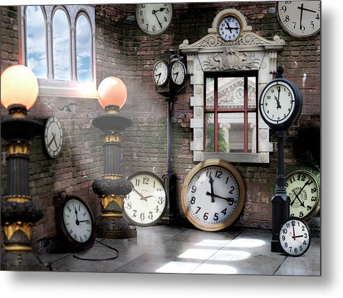 Clock Face Metal Print featuring the photograph The Clock Room by John Manno
