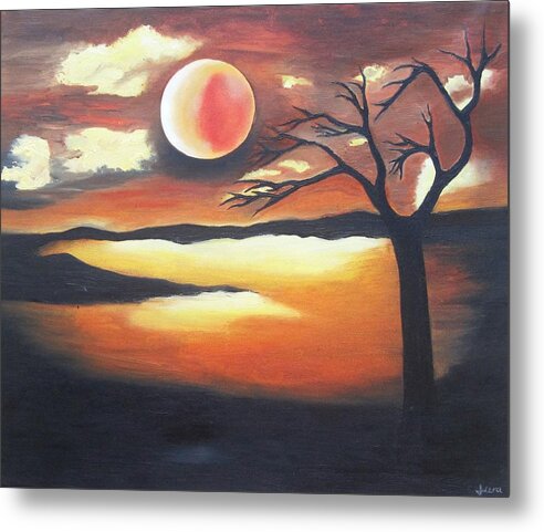 Sunset Metal Print featuring the painting Sunset - Oil painting by Rejeena Niaz