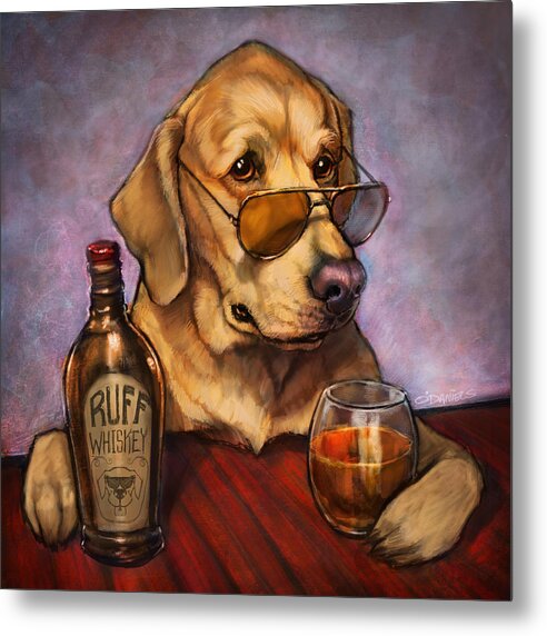 Goldenretriever Metal Print featuring the painting Ruff Whiskey by Sean ODaniels
