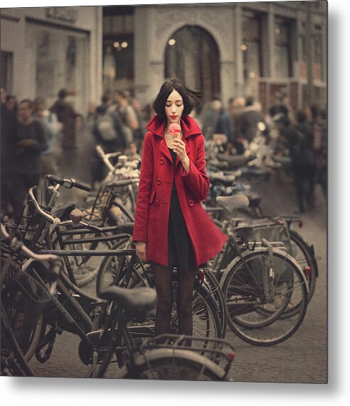 By Anka Zhuravleva Metal Print featuring the photograph raspberry sorbet in Amsterdam by Anka Zhuravleva