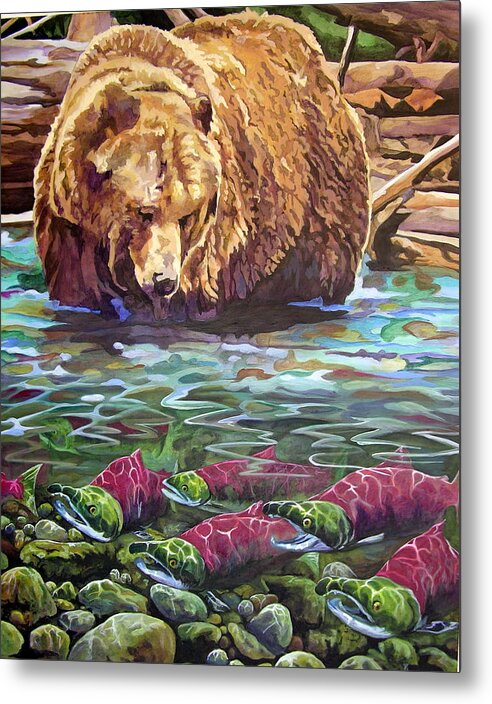 Brown Bear Metal Print featuring the painting School Lunch by Tim Joyner