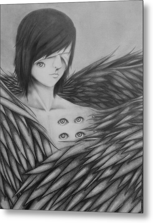 Pencil Metal Print featuring the drawing Seraphim by Rachel Hayes