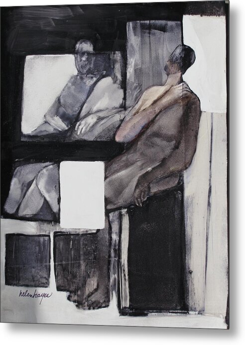 Figures Metal Print featuring the painting White Square by Helen Hayes