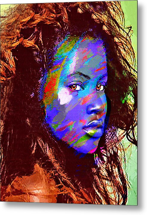 Portrait. Metal Print featuring the drawing Barbados Woman by Philip Gresham