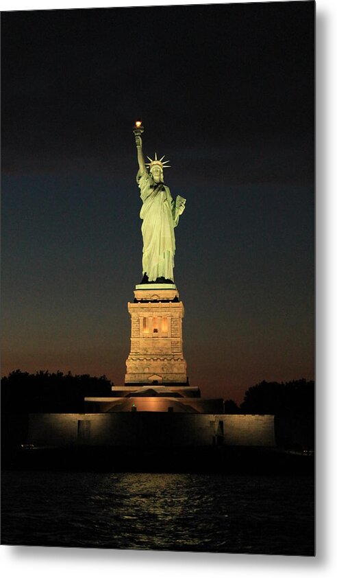 The Statue Of Liberty Metal Print featuring the photograph All Lit Up #2 by Catie Canetti