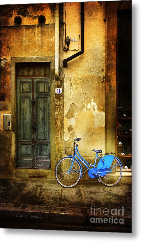Bicycle Metal Print featuring the photograph Florence Blue Bicycle by Craig J Satterlee