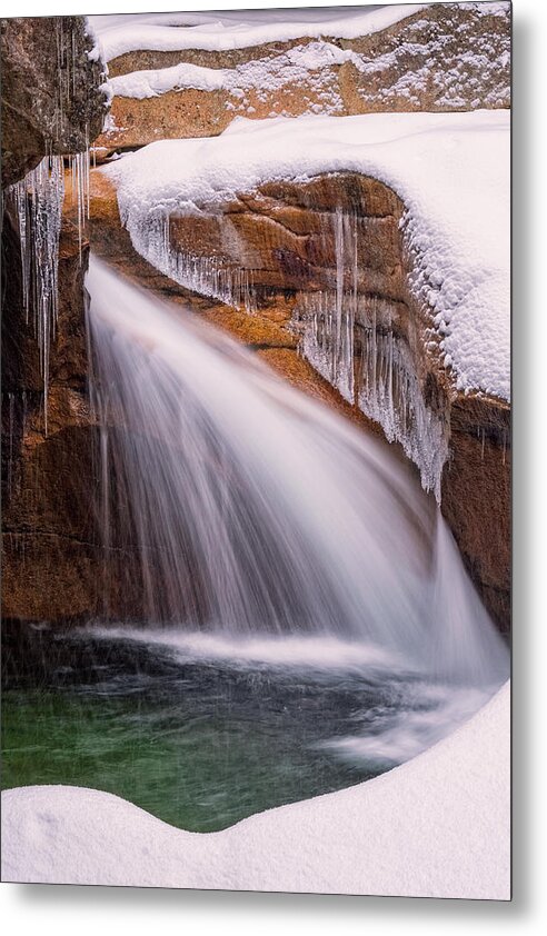 Franconia Notch Metal Print featuring the photograph The Basin, Close Up In A Winter Storm by Jeff Sinon