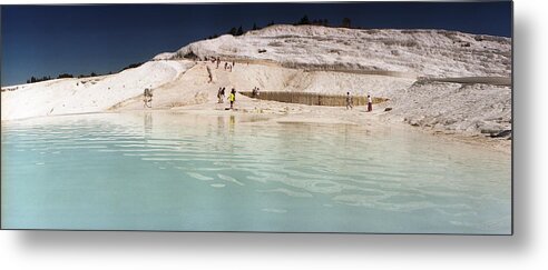 Photography Metal Print featuring the photograph Tourists At A Hot Springs #1 by Panoramic Images