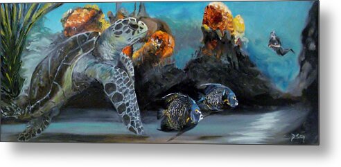 Scuba Metal Print featuring the painting Underwater Beauty by Donna Tuten