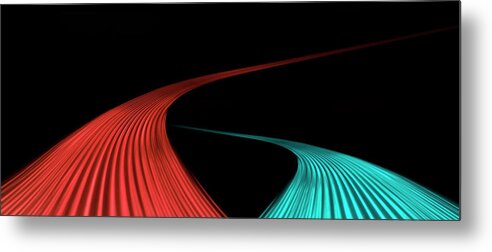 Panoramic Metal Print featuring the photograph Abstract Light And Heat Trails #16 by John Rensten