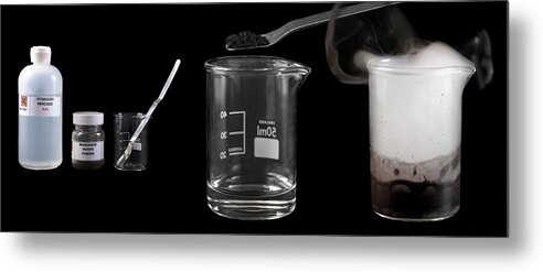 Decomposition Metal Print featuring the photograph Decomposition Of Hydrogen Peroxide #3 by Science Photo Library