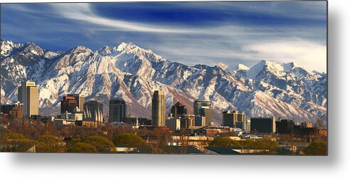 Salt Lake City Metal Print featuring the photograph Salt Lake City Skyline #5 by Douglas Pulsipher