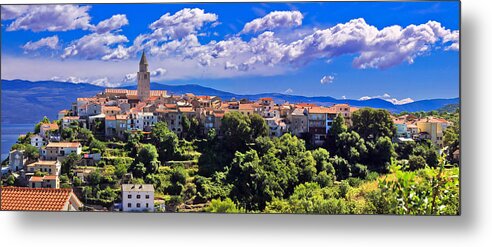 Croatia Metal Print featuring the photograph Adriatic Town of Vrbnik panoramic view by Brch Photography