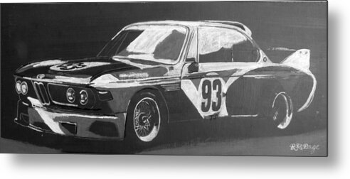 Bmw Metal Print featuring the painting BMW 3.0 CSL Alexander Calder Art Car by Richard Le Page