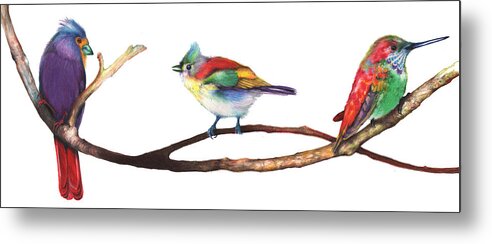  Metal Print featuring the mixed media Color Birds Study 3 by Anthony Burks Sr
