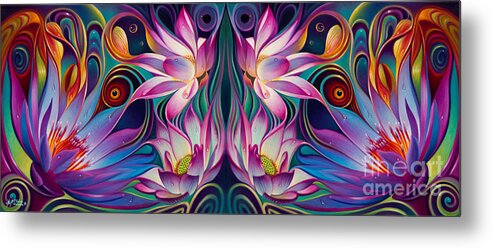 Lotus Metal Print featuring the painting Double Floral Fantasy 2 by Ricardo Chavez-Mendez