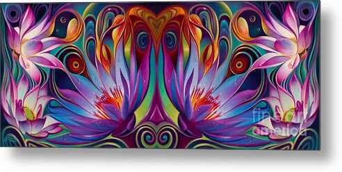 Lotus Metal Print featuring the painting Double Floral Fantasy by Ricardo Chavez-Mendez