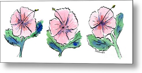 Hibiscus Metal Print featuring the painting Hibiscus Trio by Diane Thornton